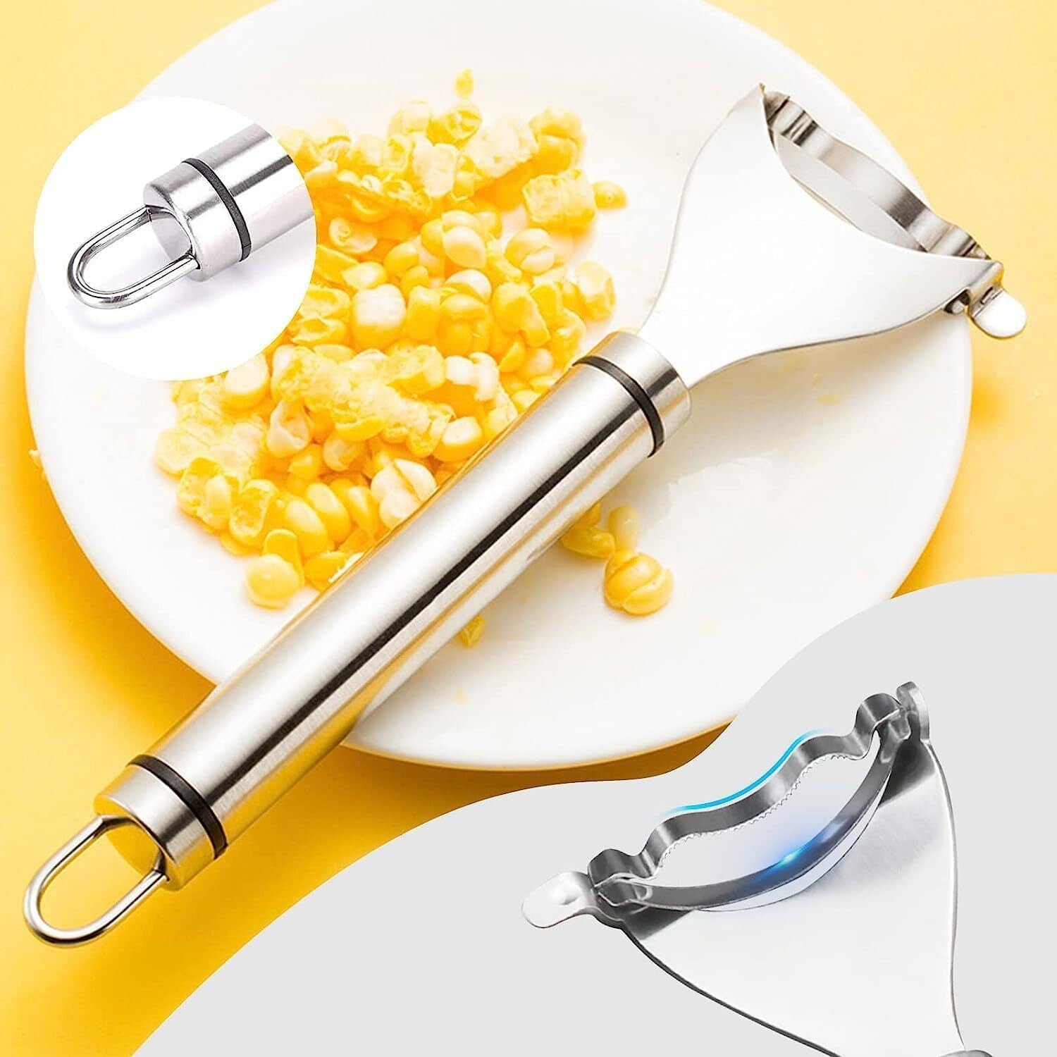 Stainless Steel Corn Cob Peeler Stripper Remover Kitchen Cutter Thresher Tool US