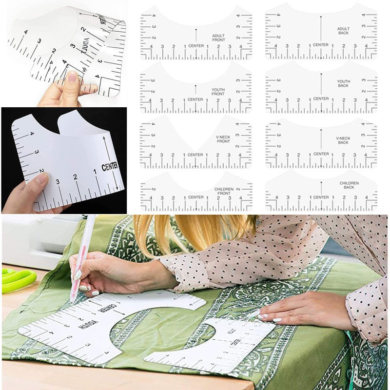 8 Pcs T-Shirt Ruler Guide Centering Tool Set for Cricut Heat Press Vinyl DIY