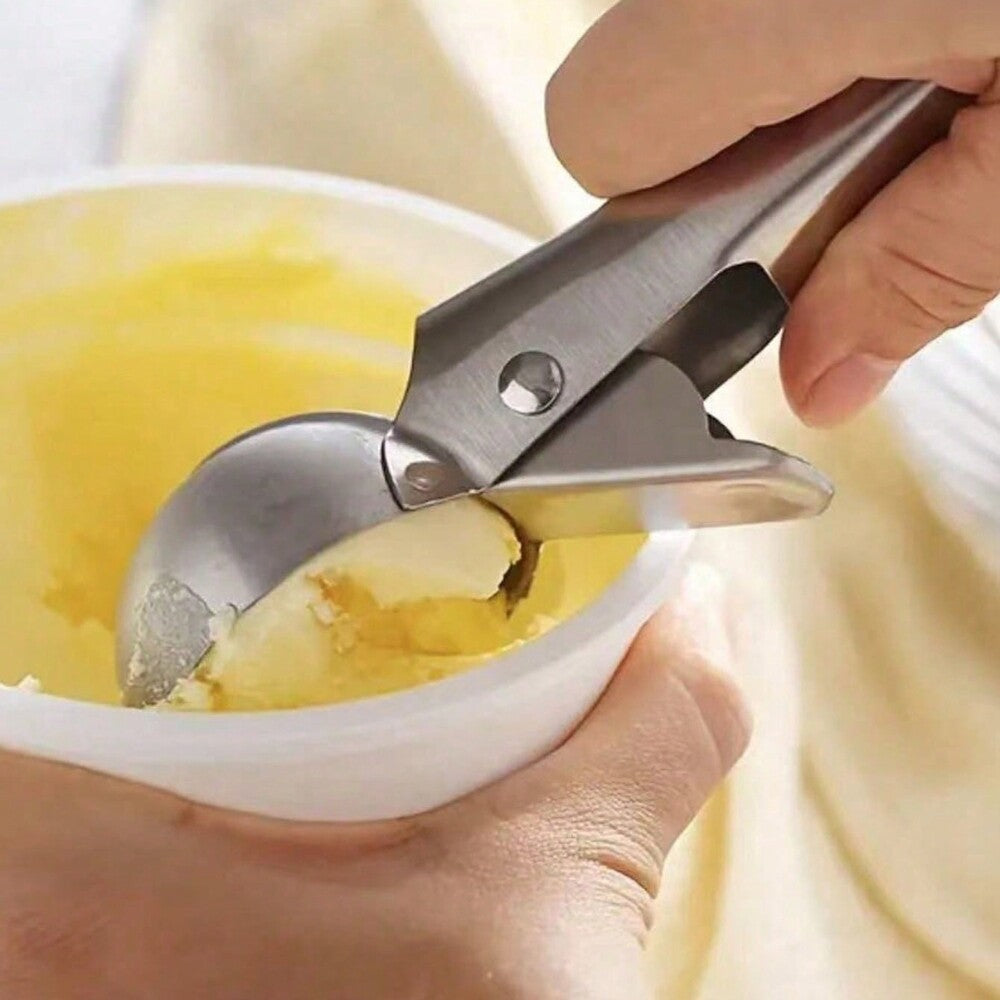Stainless Steel Ice Cream Scoop Easy Trigger Cookie Watermelon Dough Spoon