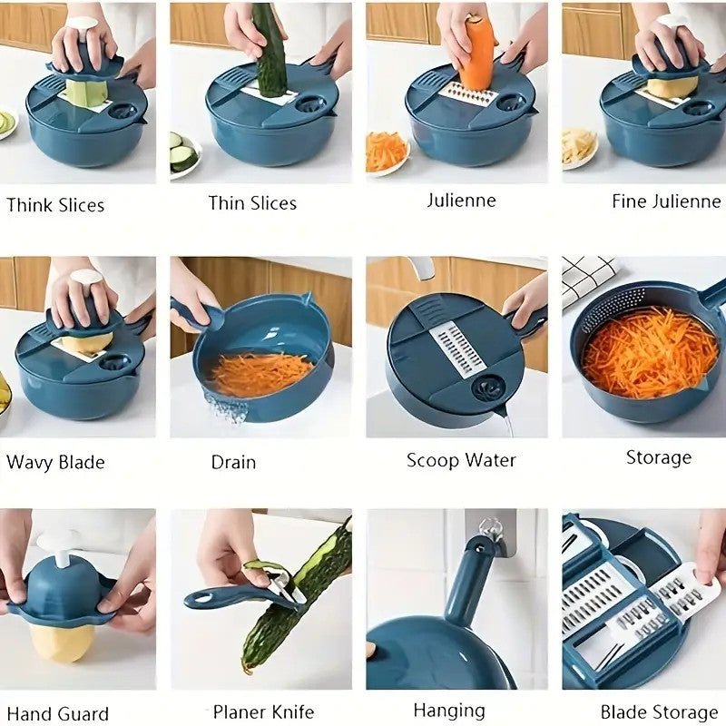 12 in 1 Safe Vegetable Chopper Multifunctional Mandoline Slicer Food Chopper
