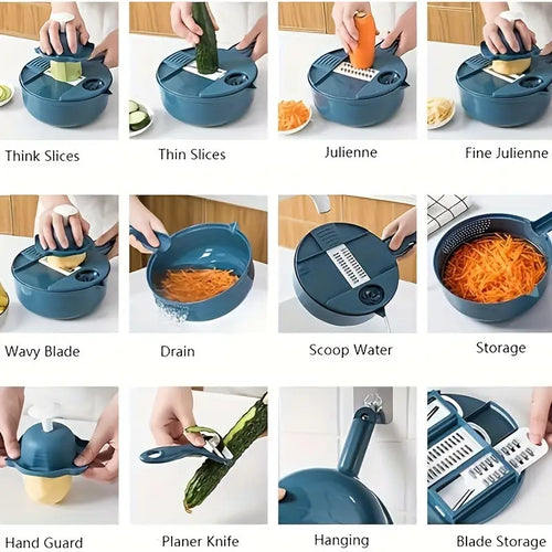 12 in 1 Safe Vegetable Chopper Multifunctional Mandoline Slicer Food Chopper