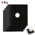 4Pcs Reusable Gas Range Stove Top Protector Liner Black Non-Stick Burner Covers