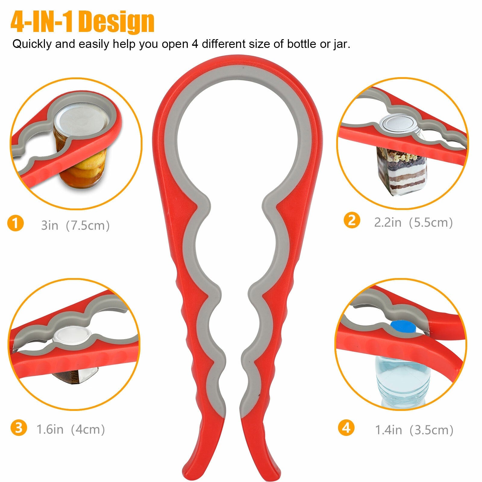 4 In 1 Jar Opener Rubber Quick Lid Bottle Cap Grip Twister Remover Kitchen Tool