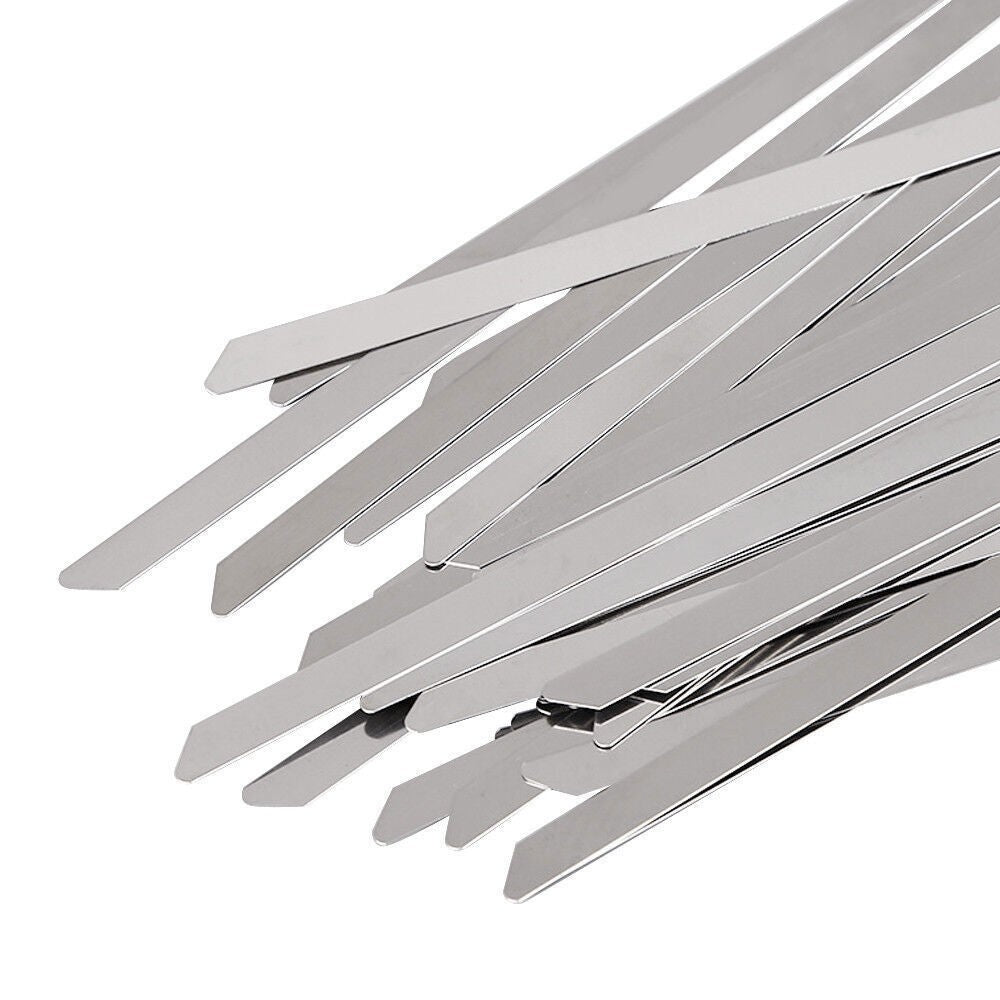100-200Pcs Metal Stainless Steel Cable Zip Ties Heavy Duty Self-Locking 6"-20"