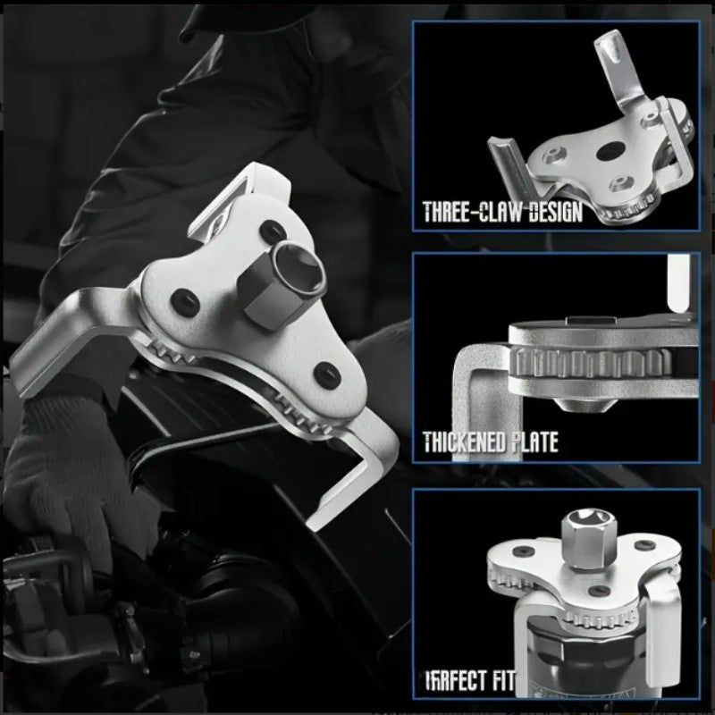 Universal 3 Jaw Fully Adjustable 2 Way Oil Filter Wrench Remover Heavy Duty Tool