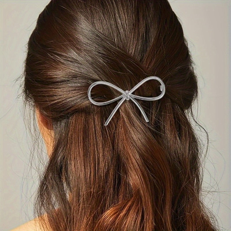 4pcs Metal Bow Hair Clips Barrettes Chic Hair Pin Simple Hair Accessories