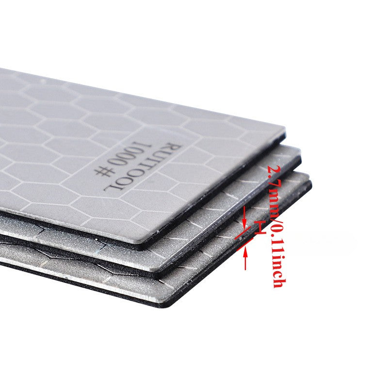 Diamond Knife Sharpener Plate 3PCS 200/400/1000 Grit Honing Bench Stone Kit Set