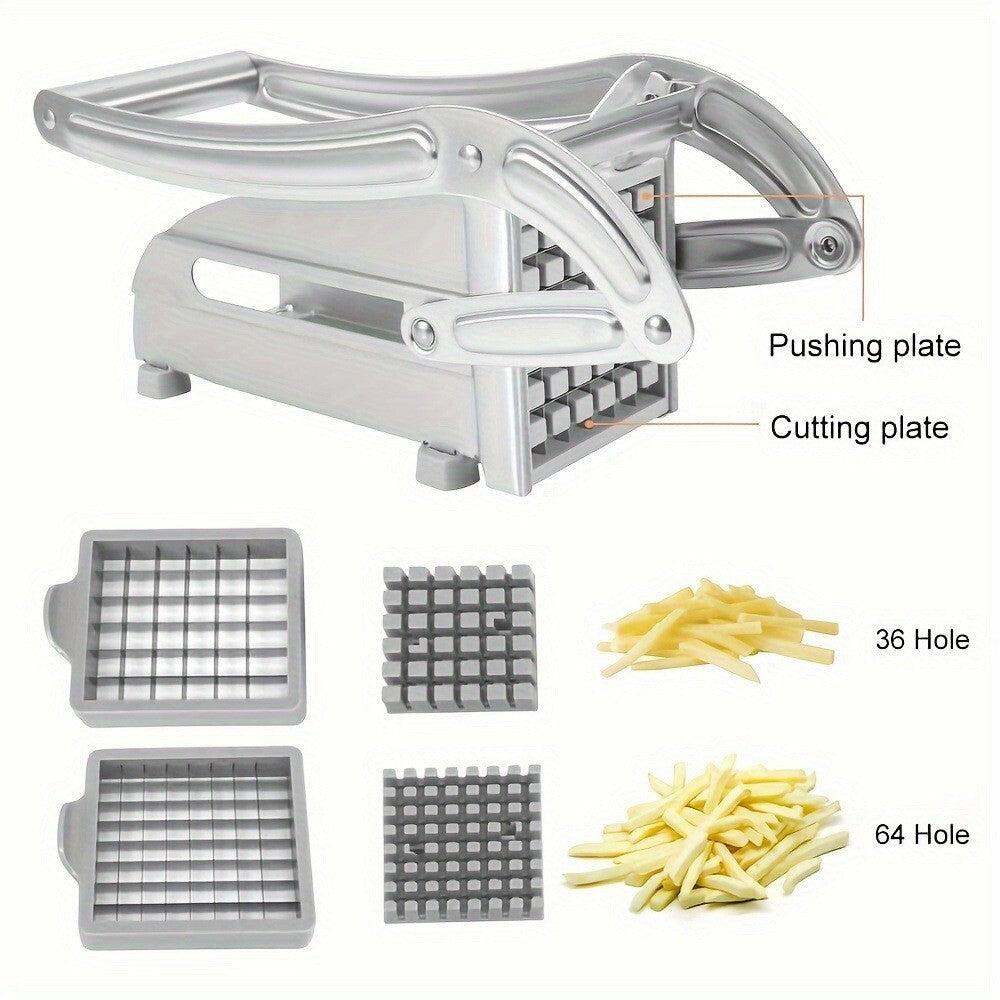Stainless Steel French Fry Cutter Potato Slicer with 4 Interchangeable Blades