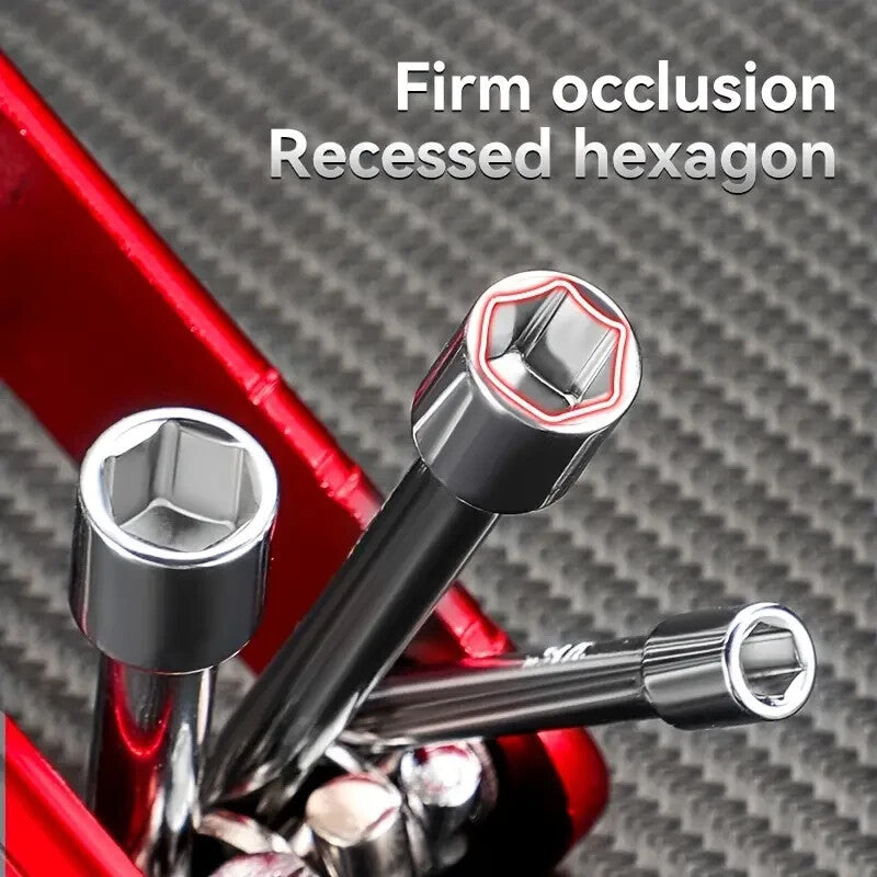 Hex Nut Driver Kit 6 in 1 Folding Nut Driver SAE Set Cr-V Steel Shank Premium