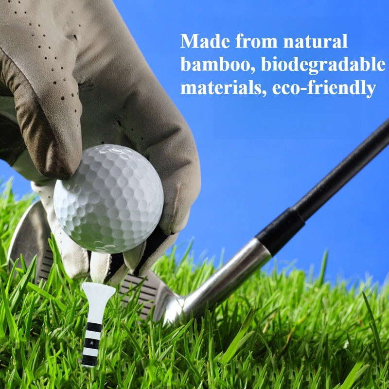 Natural Biodegradable Bamboo Golf Tees Long Length Striped Wooden Golf Ball Tees