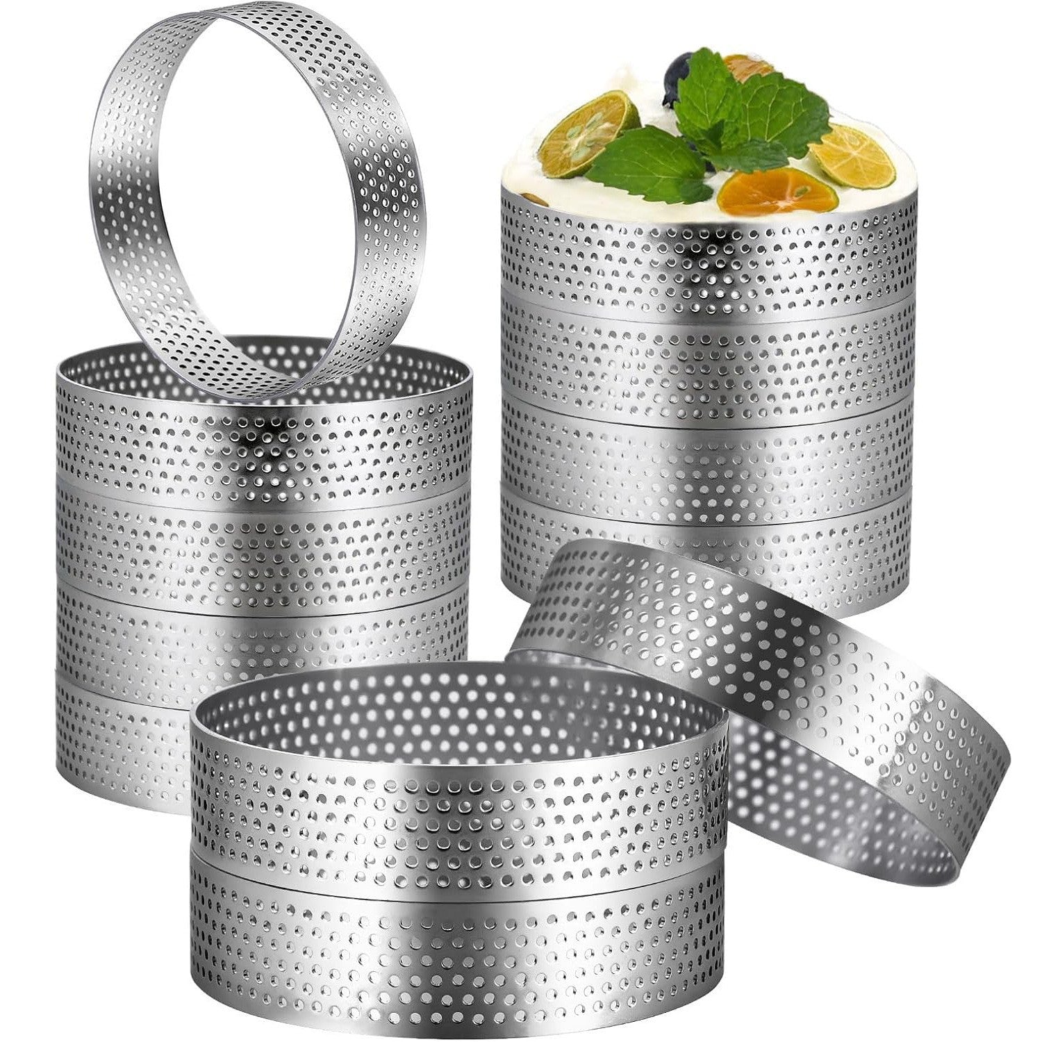 Stainless Steel Cake Ring 12PCS Round Tart Rings Metal Pastry Ring Molds