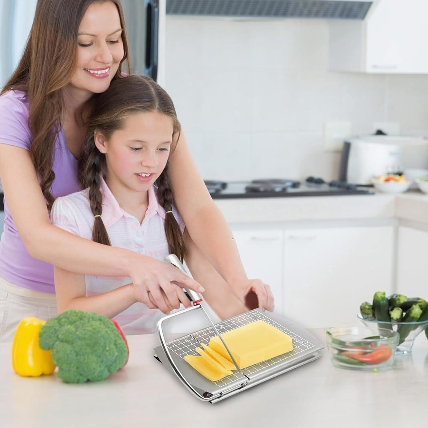Cheese Cutter Board Stainless Steel Wire Slicer with Size Scale Kitchen Tool