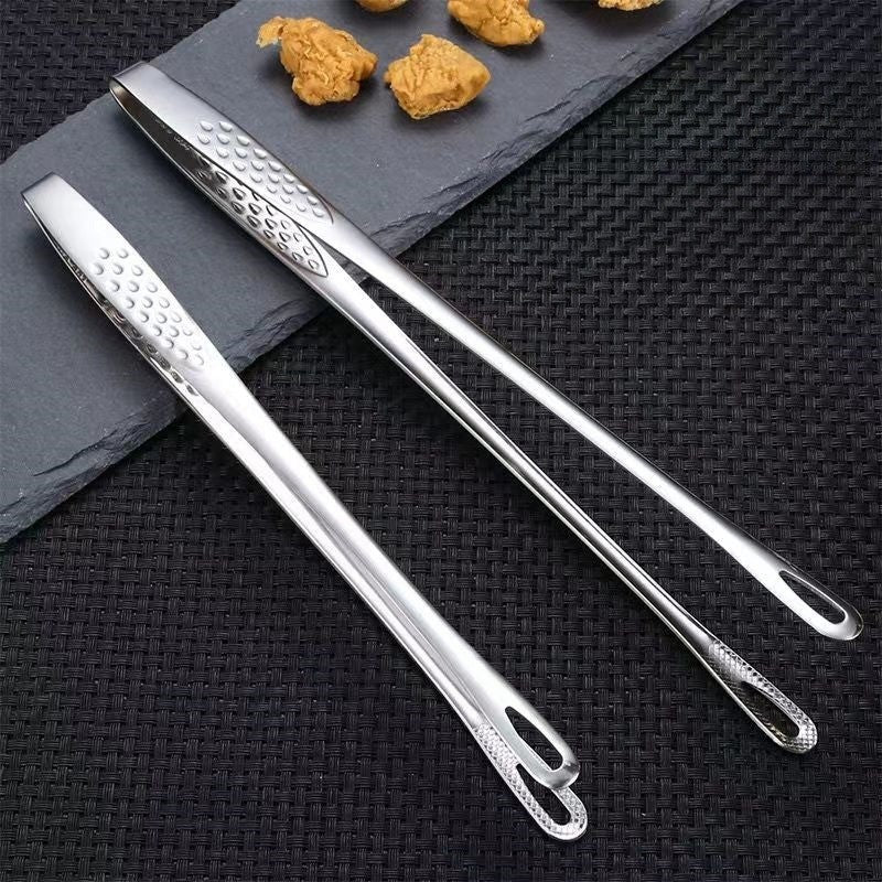 1 PCS BBQ Cooking Tongs Stainless Steel Heavy Duty Kitchen Food Serving Tongs