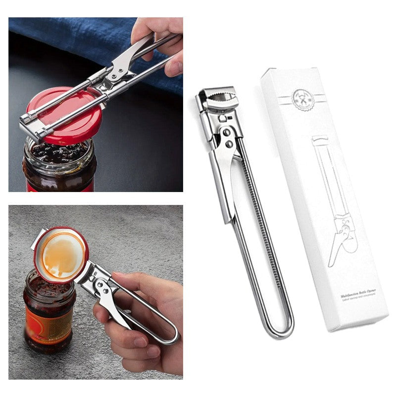 Multifunctional Stainless Steel Can Opener Adjustable Jar Lid Gripper Easy Tool