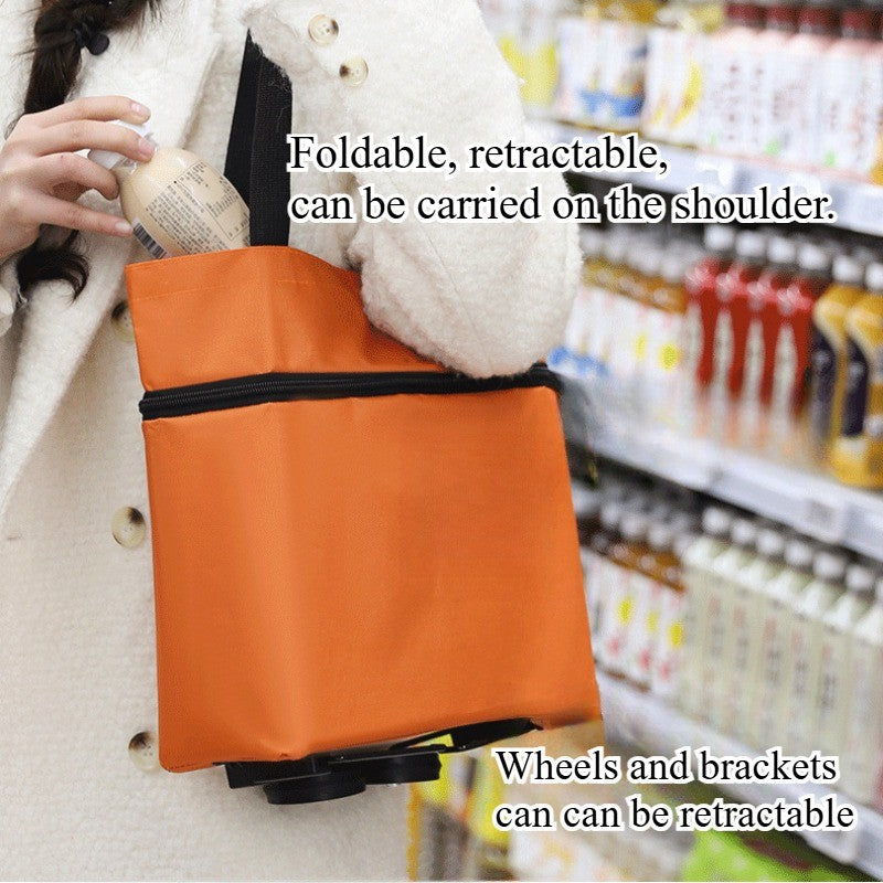 Portable Foldable Shopping Trolley With Wheels Grocery Bags Shopping Cart Tote