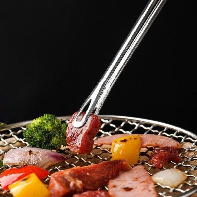 1 PCS BBQ Cooking Tongs Stainless Steel Heavy Duty Kitchen Food Serving Tongs