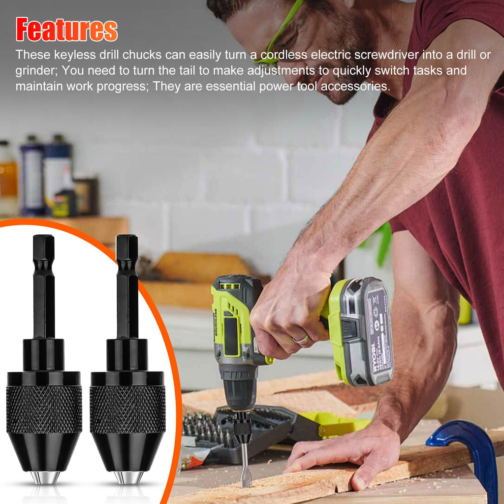 1 Pcs Hex Shank Quick Change Keyless Chuck Adapter Drill Bit Driver Converter