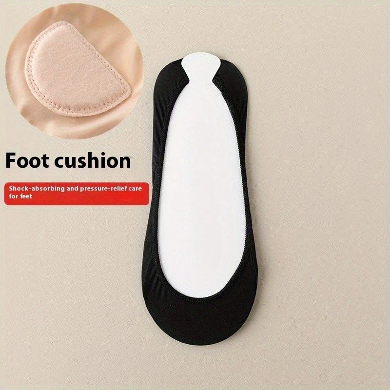 1pc Ice Silk Women's Summer Boat Socks Invisible Thin Heel Breathable Anti-Slip