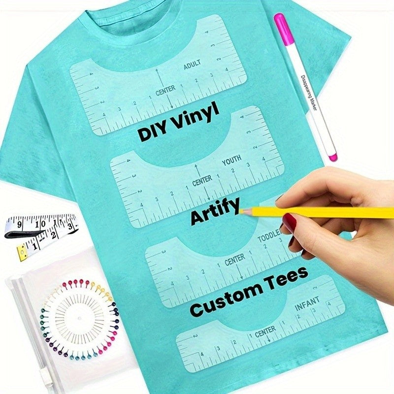 8 Pcs T-Shirt Ruler Guide Centering Tool Set for Cricut Heat Press Vinyl DIY