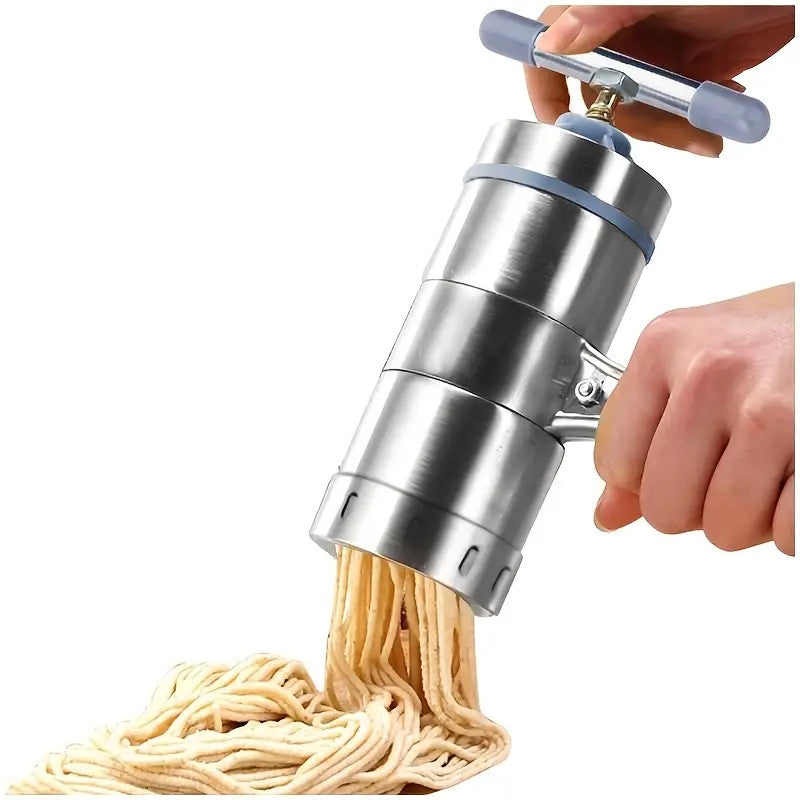 Stainless Steel Manual Pasta Maker Noodles Press Machine With 5 Noodle Molds