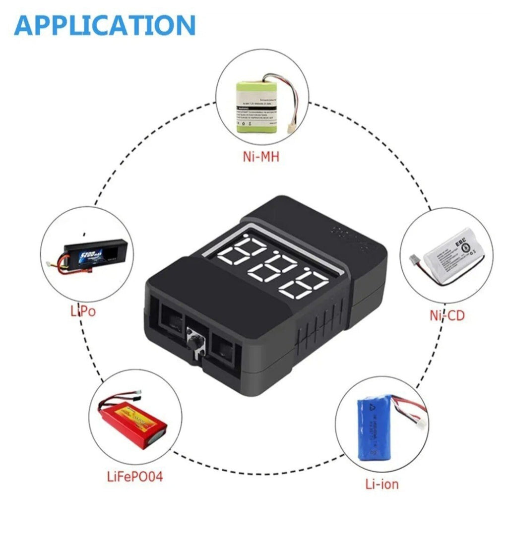 BX100 1-8S Lipo Battery Tester Low Voltage Buzzer Alarm LED Power Display Tool