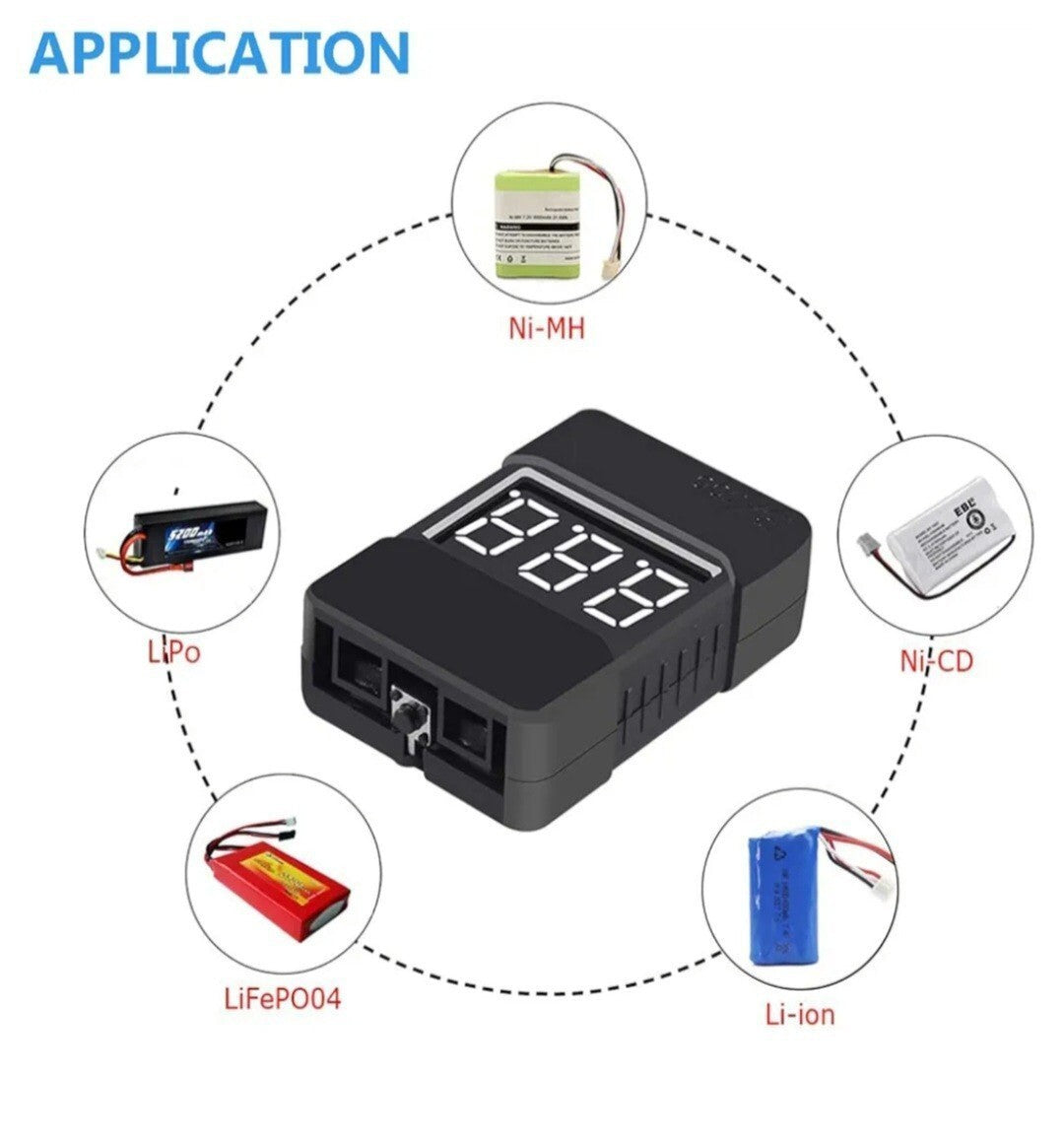 BX100 1-8S Lipo Battery Tester Low Voltage Buzzer Alarm LED Power Display Tool