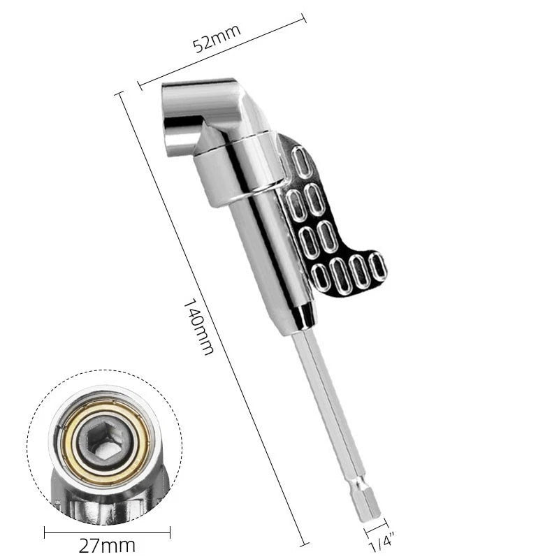 105° Right Angle Flexible Shaft Drill Bit Extension 1/4" Hex Socket Adapter Set