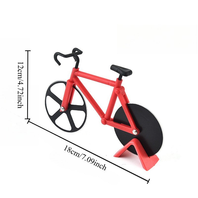 Funny Bicycle Pizza Cutter Non-stick Slicer Dual Stainless Steel Wheels Kitchen