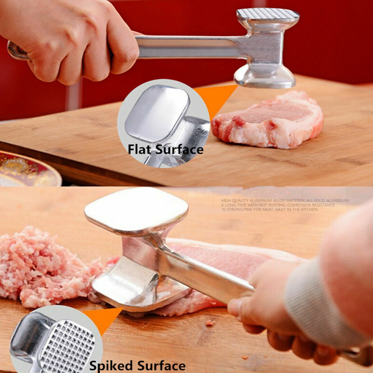 Heavy Duty Meat Mallet Double Side Meat Tenderizer Hammer Kitchen Tool Beef Pork