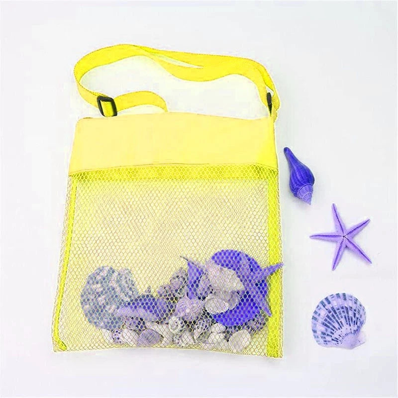 1pc Mesh Beach Tote Colorful Breathable Netting Beach Toys Shell Collecting