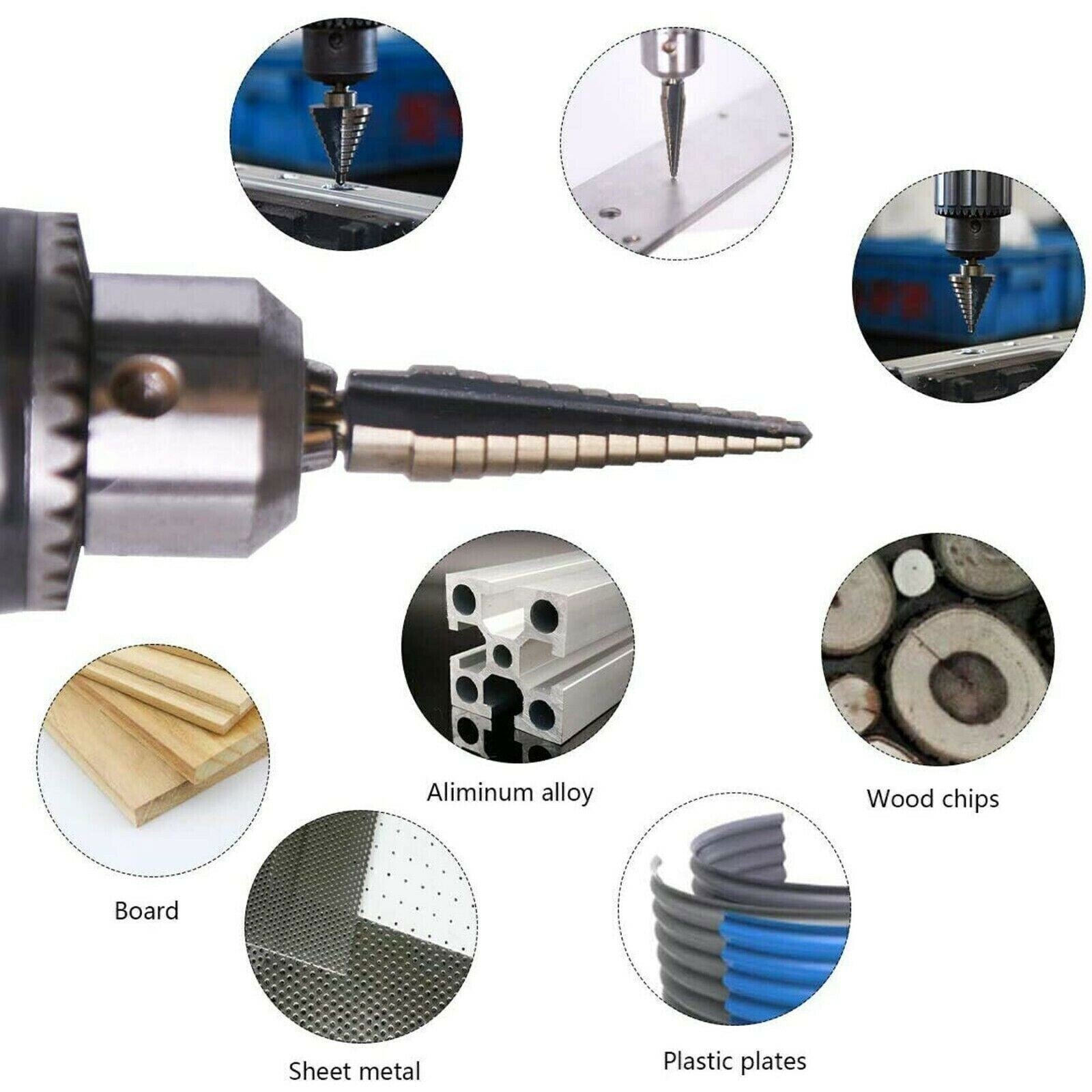 5Pcs HSS Cobalt Hole Large Metal Step Drill Bit Set Titanium Cutter Cone 50 Size