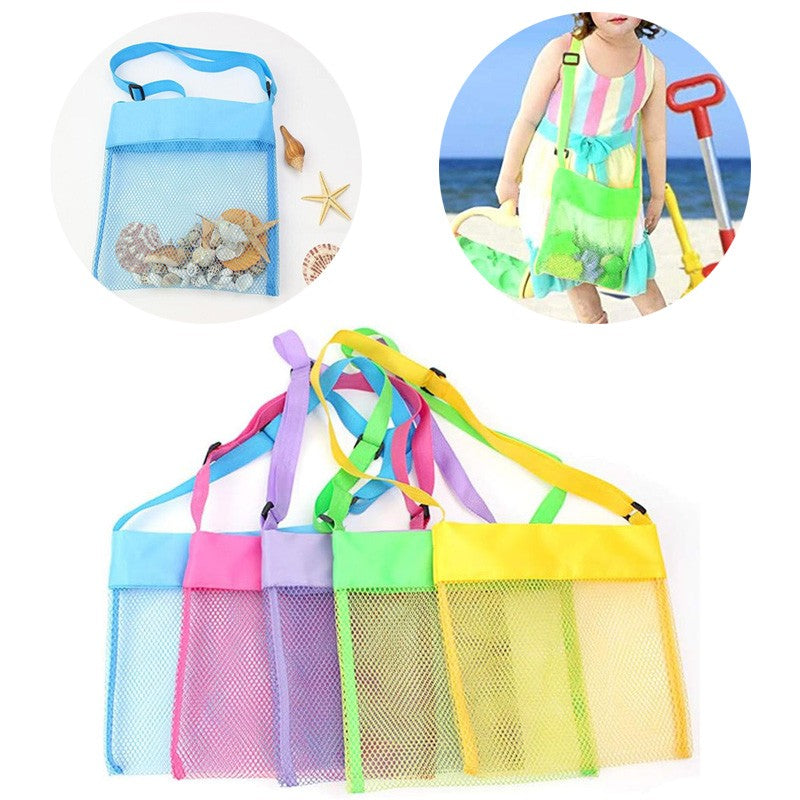 1pc Mesh Beach Tote Colorful Breathable Netting Beach Toys Shell Collecting