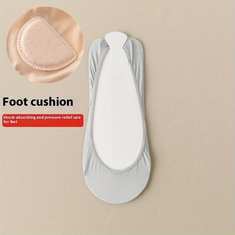1pc Ice Silk Women's Summer Boat Socks Invisible Thin Heel Breathable Anti-Slip