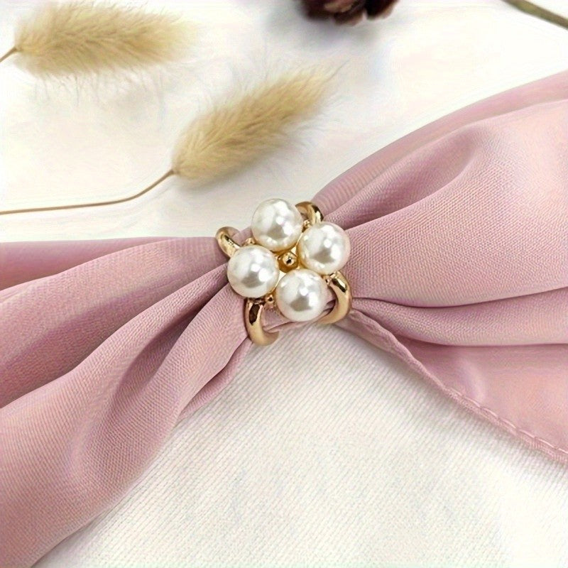 Elegant Flower Scarf Clips Imitation Pearl Scarf Clip Versatile Accessory 4 Pcs