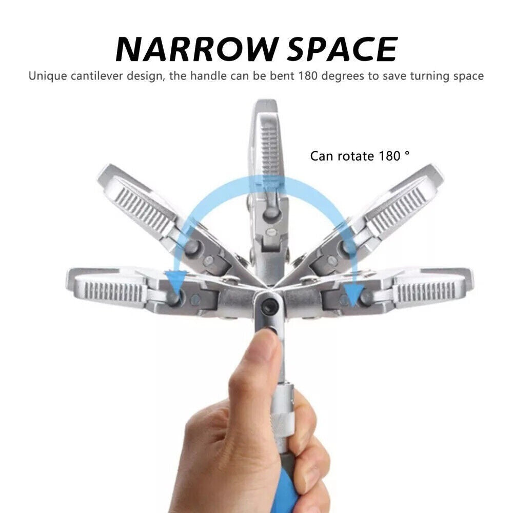 1 Pcs 5-in-1 10" Adjustable Torque Ratchet Wrench 180° Folding Spanner
