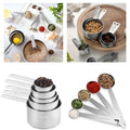 10 Pcs Stainless Steel Measuring Cups and Spoons Set for Dry & Liquid Baking