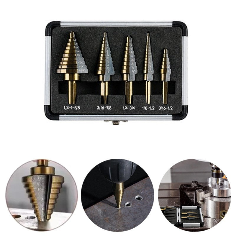 5Pcs HSS Cobalt Hole Large Metal Step Drill Bit Set Titanium Cutter Cone 50 Size