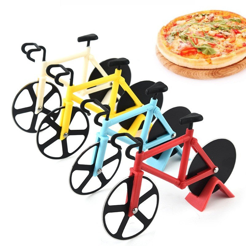 Funny Bicycle Pizza Cutter Non-stick Slicer Dual Stainless Steel Wheels Kitchen