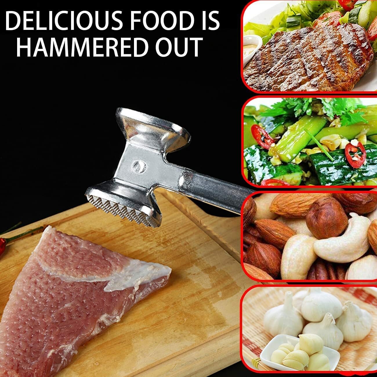 Heavy Duty Meat Mallet Double Side Meat Tenderizer Hammer Kitchen Tool Beef Pork