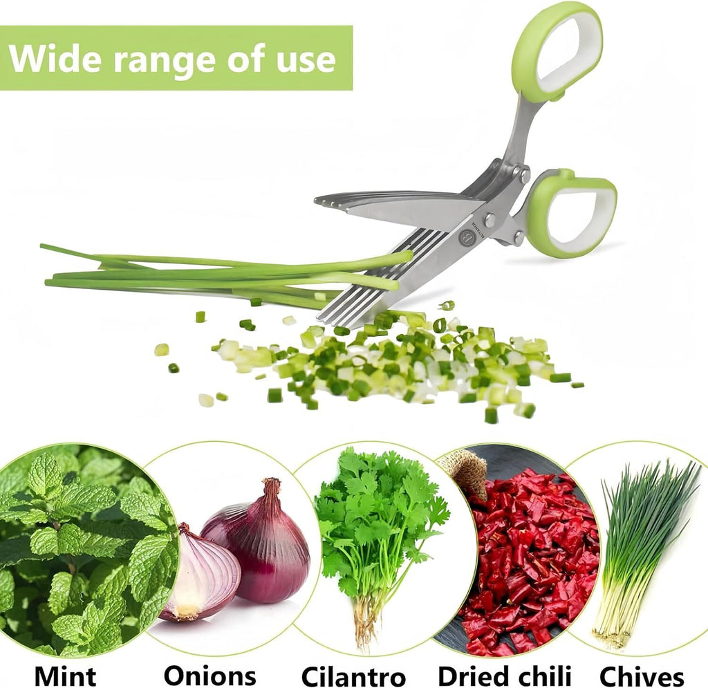 Multipurpose Kitchen Chopping Shear Herb Scissors Set with 5 Blades and Cover