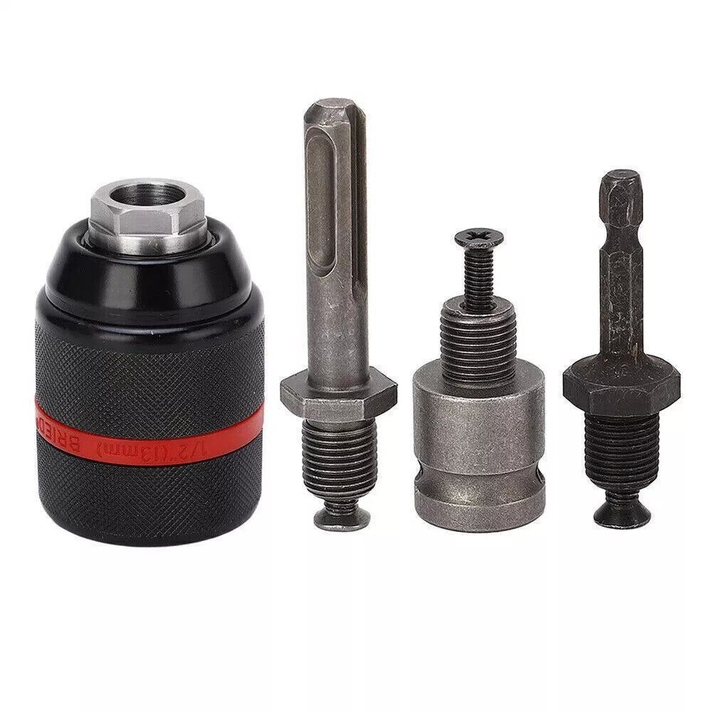 Metal Heavy Duty 1/2-20UNF 13mm Keyless Drill Chuck Hex Shank/SDS/Square Adaptor
