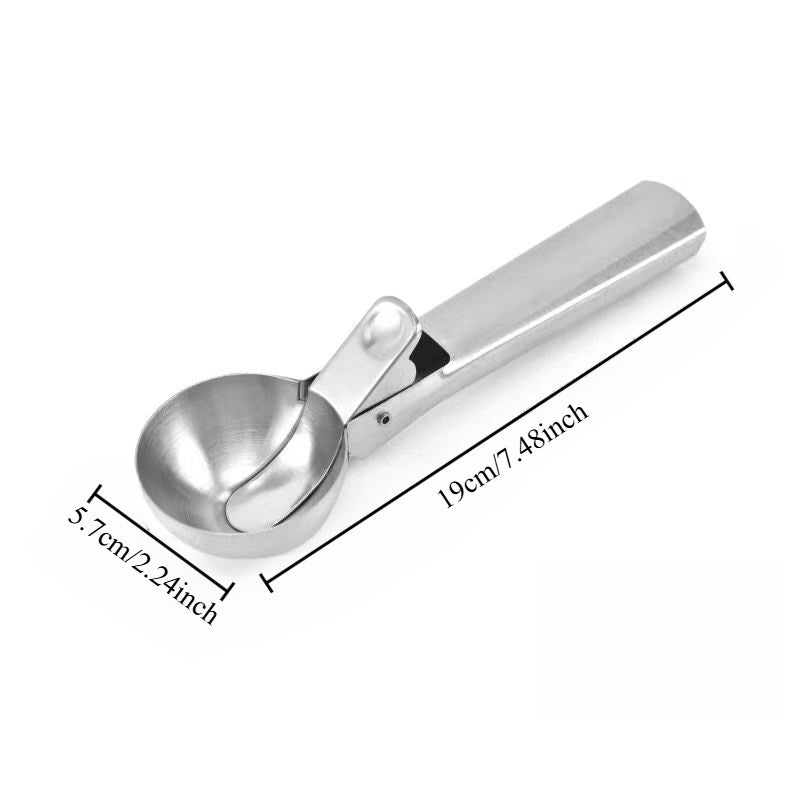Stainless Steel Ice Cream Scoop Easy Trigger Cookie Watermelon Dough Spoon