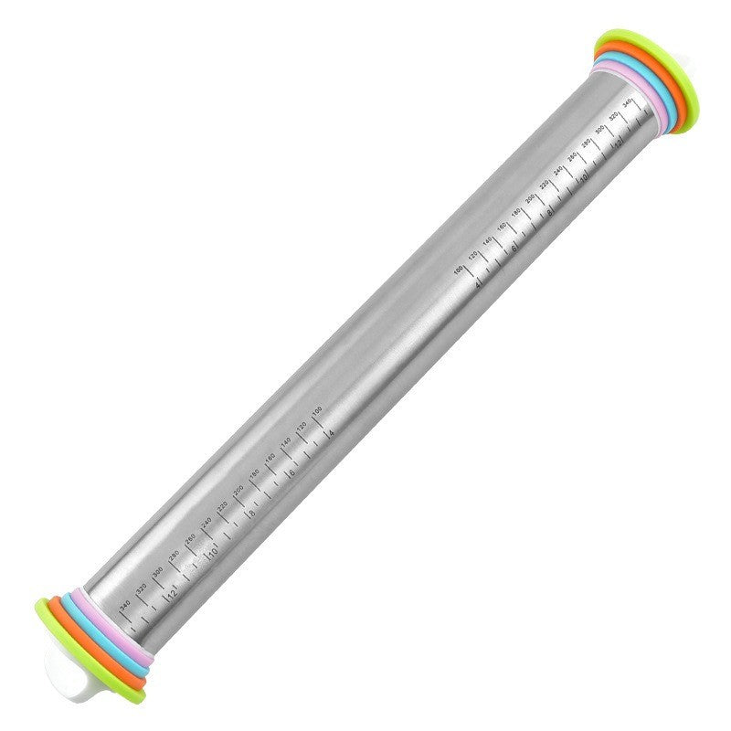 Adjustable Stainless Steel Rolling Pin with Thickness Rings Non-Stick Kitchen