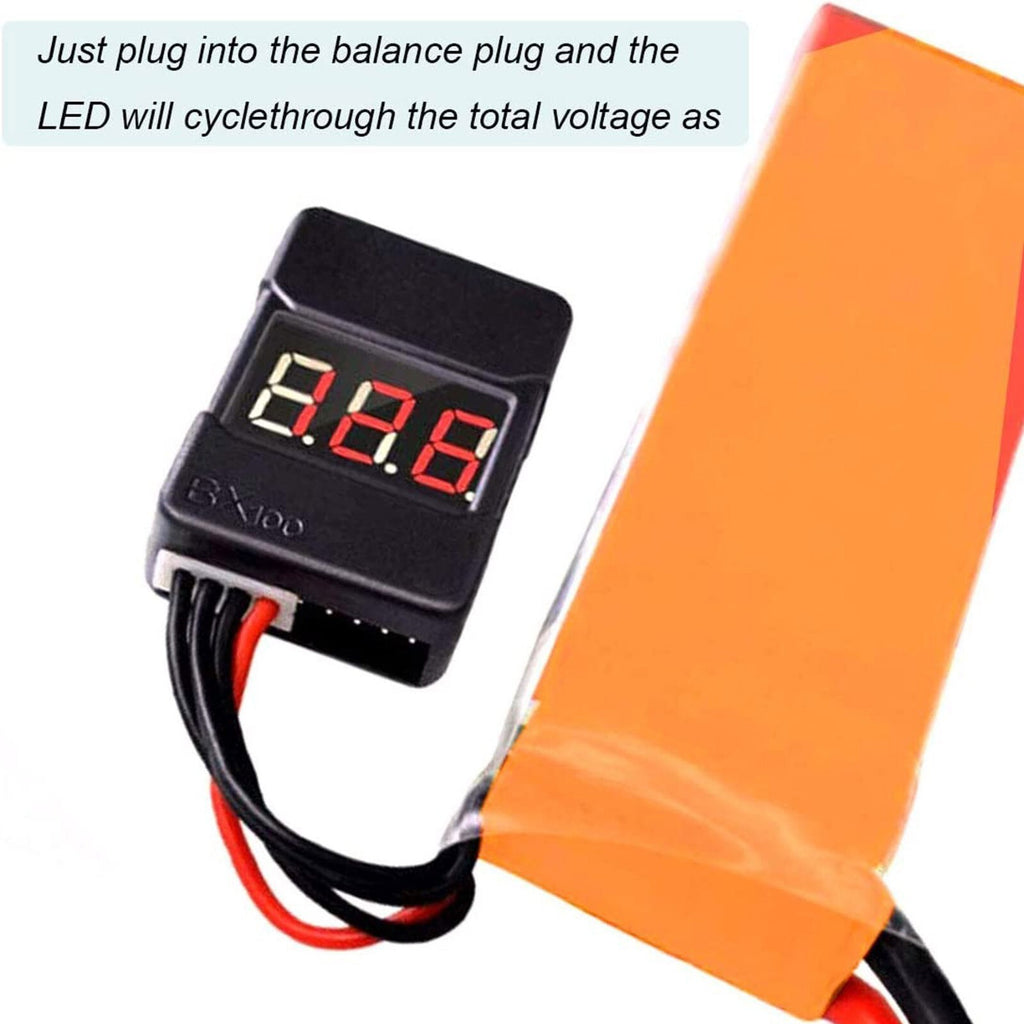 BX100 1-8S Lipo Battery Tester Low Voltage Buzzer Alarm LED Power Display Tool