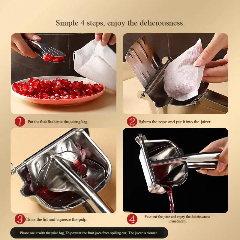 Manual Fruit Juice Press Stainless Steel Orange Lemon Squeezer Juicer Extractor