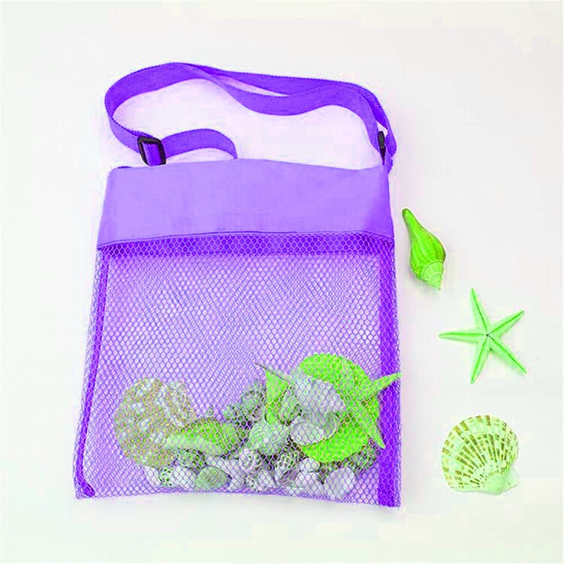 1pc Mesh Beach Tote Colorful Breathable Netting Beach Toys Shell Collecting