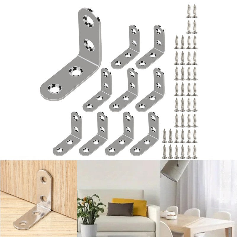 Stainless Steel L-Shaped Bracket Corner Brace 1.5in 90 Degree Angle Corner Lot