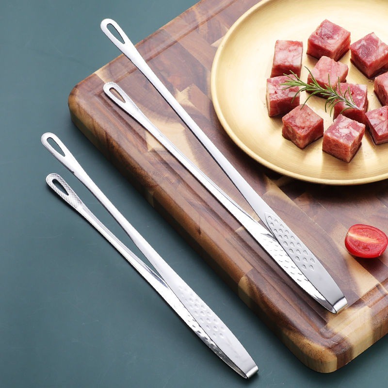 1 PCS BBQ Cooking Tongs Stainless Steel Heavy Duty Kitchen Food Serving Tongs