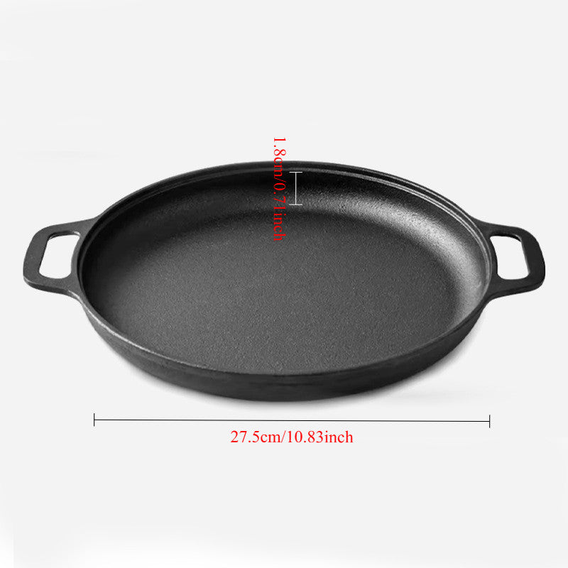 Cast Iron Pizza Pan Pancake Frying Skillet Kitchen Cookware Baking Grill Plate