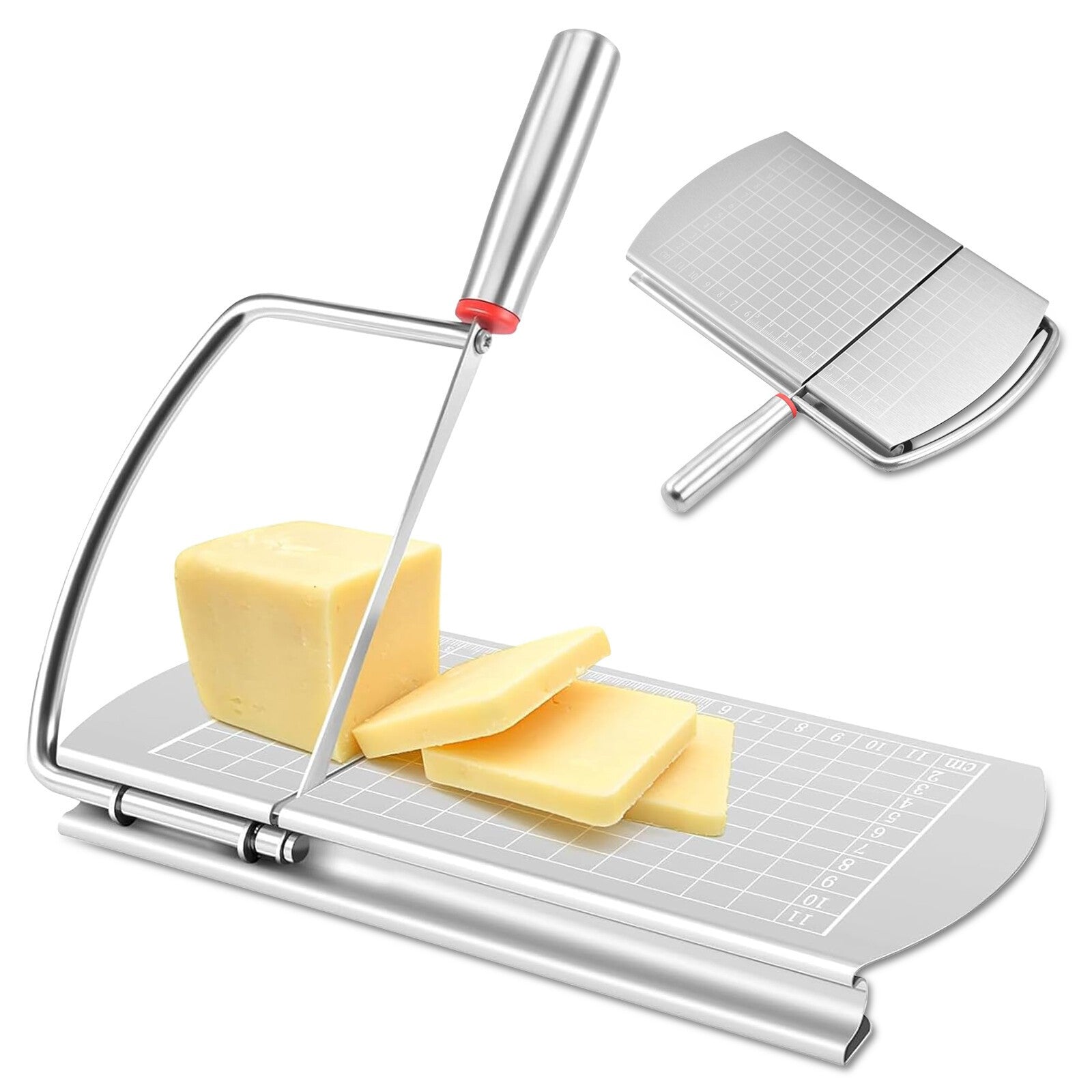 Cheese Cutter Board Stainless Steel Wire Slicer with Size Scale Kitchen Tool